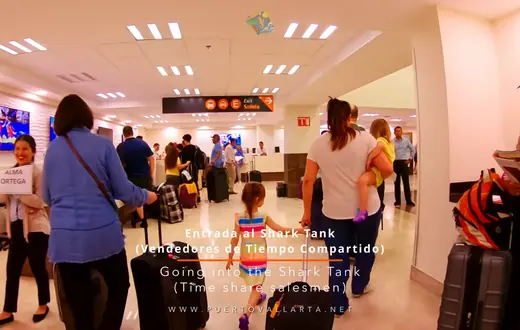 Puerto Vallarta airport timeshare gauntlet entrance after customs